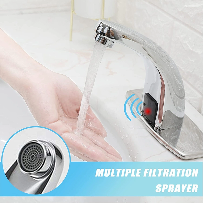 Touchless Induction Vanity Faucet Chrome Bathroom Automatic Touch Sensor Basin Tap Sink Faucet