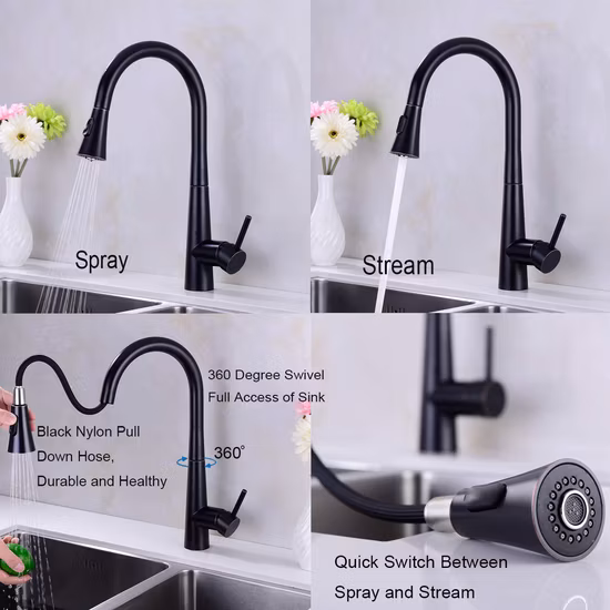 Fabricante Cupc Latón sin plomo NSF 61-9 Grifo mezclador de agua de un solo mango Grifo de cocina extraíble