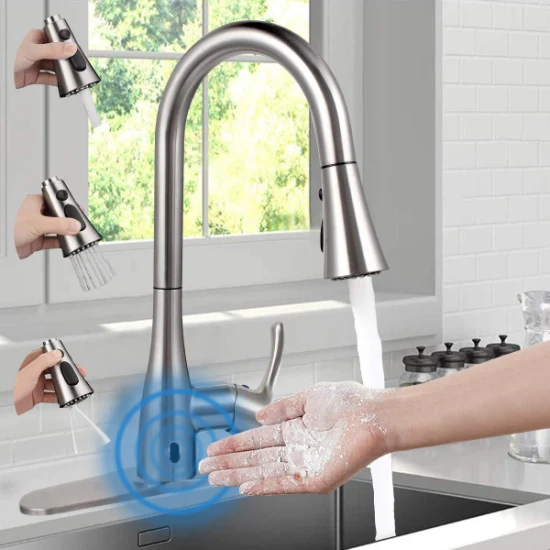 2022 nuevos grifos automáticos grifo infrarrojo inteligente Sensor mezclador de agua tamaño alto para lavabo de baño grifos de fregadero de cocina sin contacto