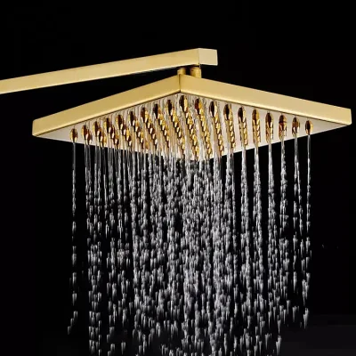 Cabezal de ducha chapado en oro cuadrado de baño de lluvia de lujo de 8 pulgadas