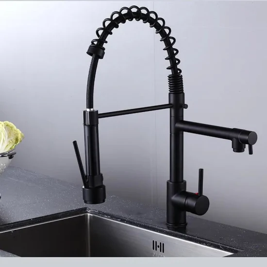 Acero inoxidable 304 Acabado en negro mate Grifo de agua de cocina de gama alta Grifo mezclador Grifo de cocina extraíble