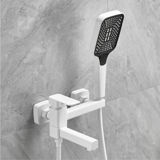 Grifo de bañera Grifo de lavabo Mezclador Baño Fregadero Grifo de ducha Mezclador de bañera termostático blanco con ducha de mano